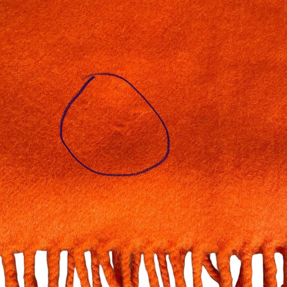 Hermes Cashmere Bright Orange Fringe Scarf - Picture 13 of 15